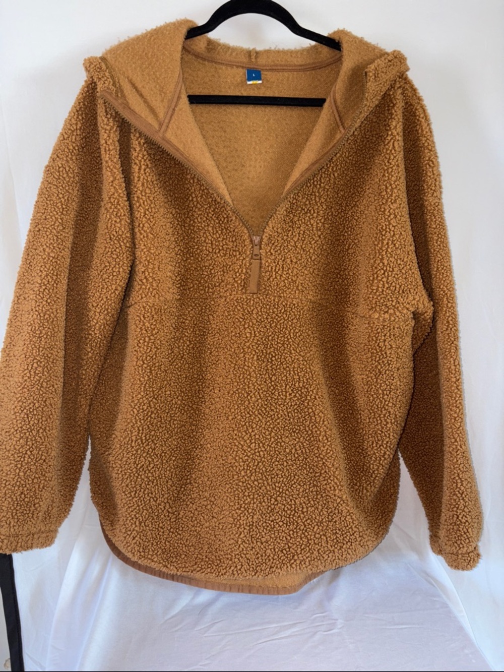 Old Navy Camel Teddy Half-Zip Pullover Hoodie